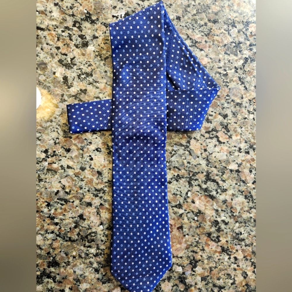 Navy and Blue and Gray Dotted Men's Silk Tie